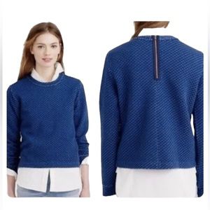 J. CREW Women’s Indigo Quilted Cropped Crewneck Sweater/Sweatshirt  Size: M